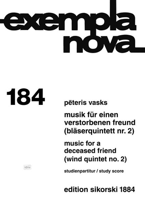 Peteris Vasks: Musik für einen verstorbenen F, Noten