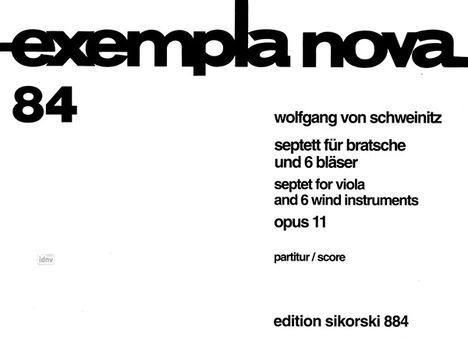 Wolfgang von Schweinitz: Septett op. 11, Noten