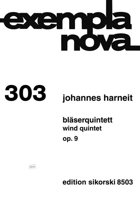 Johannes Harneit: Bläserquintett op. 9, Noten