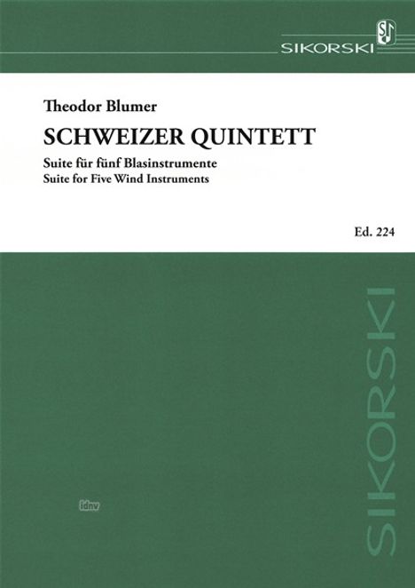 Theodor Blumer: Schweizer Quintett, Noten