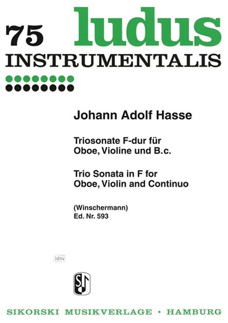 Johann Adolph Hasse: Triosonate F-Dur, Noten