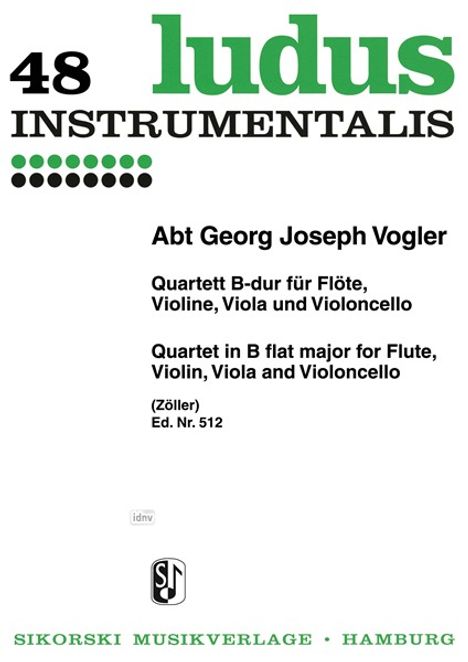 Georg Joseph Vogler: Quartett B-Dur, Noten