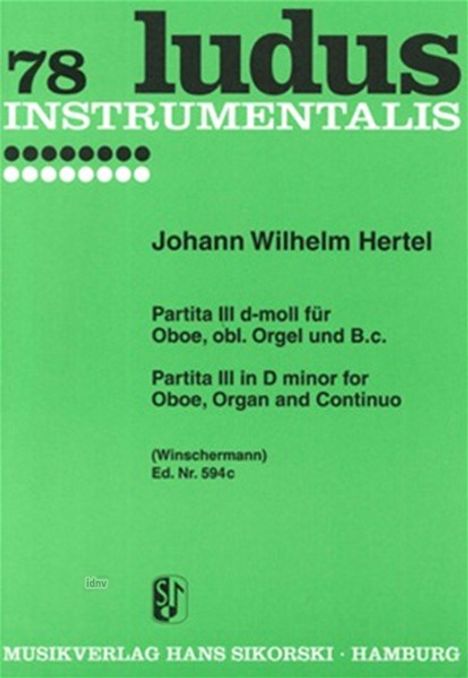 Johann Wilhelm Hertel: Partita III d-Moll, Noten