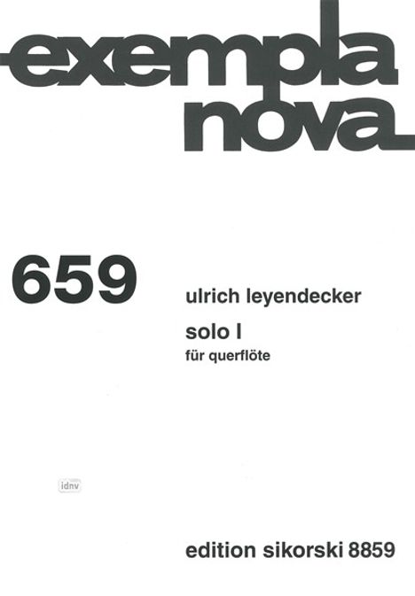 Ulrich Leyendecker: Solo I für Querflöte, Noten