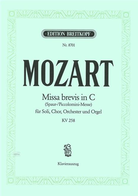 Wolfgang Amadeus Mozart: Missa C-Dur KV 258 (Spaur-Messe), Klavierauszug (Riedel), Noten