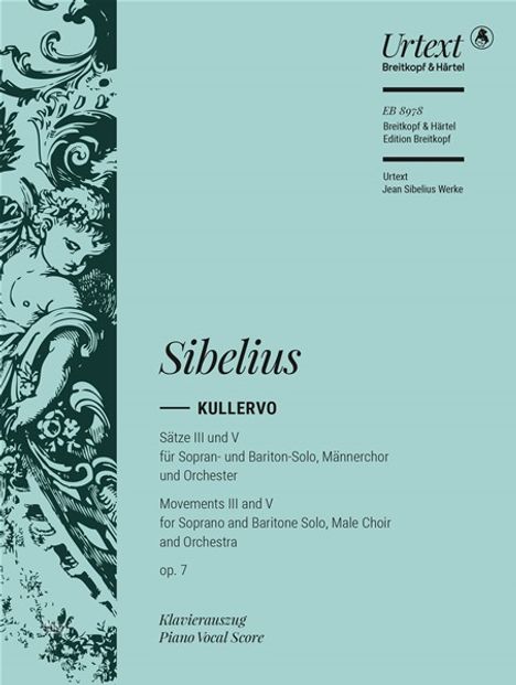 Text: Sibelius, Kullervo, Sätze III und V, op. 7. Illustration: Eine dekorative, florale Verzierung links.