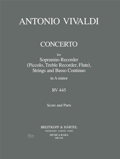 Antonio Vivaldi: Vivaldi, Antonio    :Konz. f. Picc. (Flöte), S, Noten