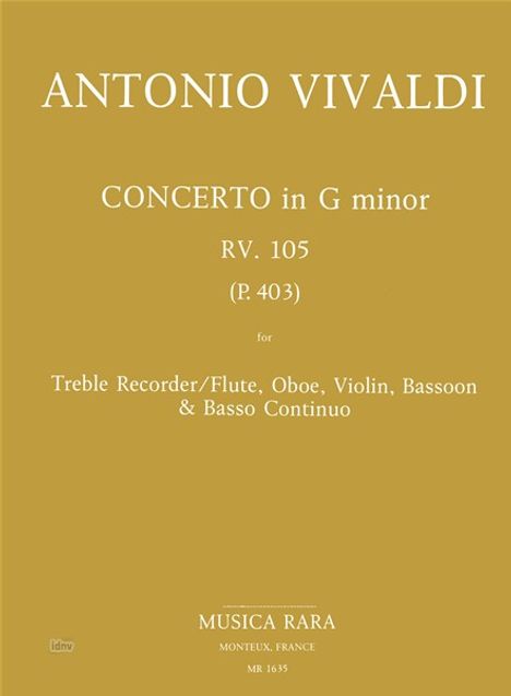 Antonio Vivaldi: Konzert in g RV 105, Noten