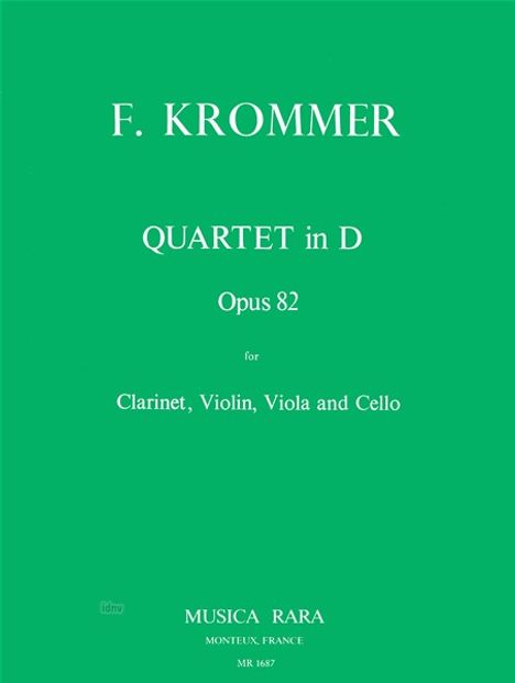 Franz Krommer: Krommer, Franz      :Quart. in D op. 82 /Klar,, Noten