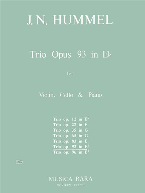 Johann Nepomuk Hummel: Klaviertrio Es-dur op. 93, Noten