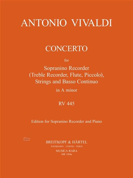 Antonio Vivaldi: Concerto in a RV 445 für Sopra, Noten
