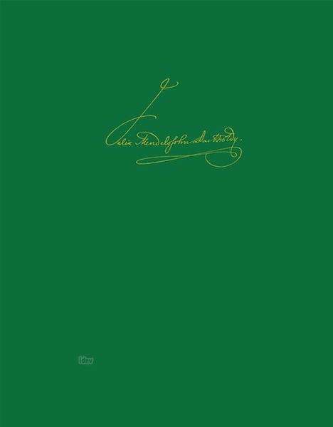 Handschriftlicher gelber Text "Felix Mendelssohn Bartholdy" auf grünem Hintergrund.