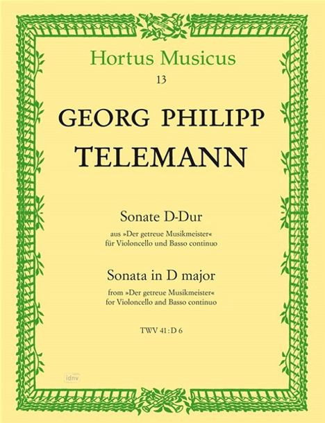 Georg Philipp Telemann: Sonate für Violoncello und Basso continuo D-Dur TWV 41:D6, Noten