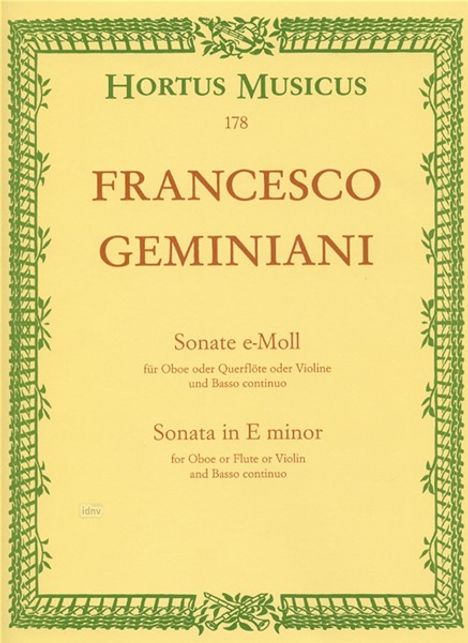 Francesco Geminiani: Gemin.,F. :Sonate ... /SP/E /Ob/Fl/V /GH, Noten