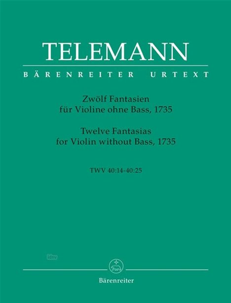 Zwölf Fantasien für Violine ohne Bass 1735 TWV 40: 14-25, Noten
