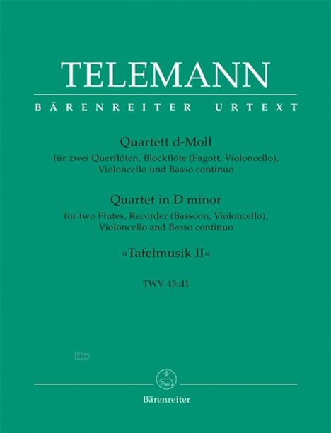 Georg Philipp Telemann: Quartett für zwei Querflöten,, Noten