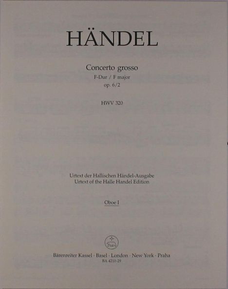 Georg Friedrich Händel: Concerto grosso F-Dur op. 6/2 HWV 320, Noten