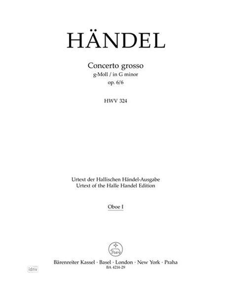 Georg Friedrich Händel: Concerto grosso g-Moll op. 6/6 HWV 324, Noten