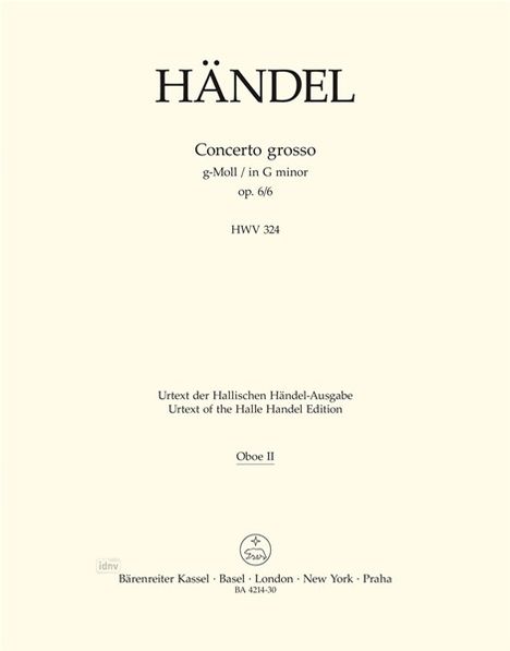 Georg Friedrich Händel: Concerto grosso g-Moll op. 6/6 HWV 324, Noten