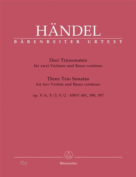 Georg Friedrich Händel: Drei Triosonaten für zwei Viol, Noten