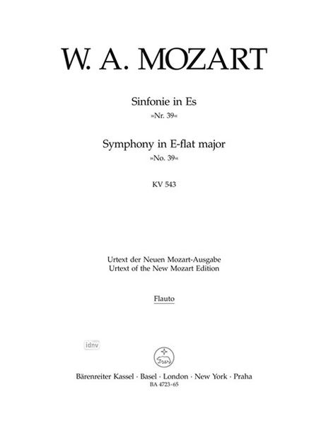 Wolfgang Amadeus Mozart: Sinfonie Nr. 39 Es-Dur KV 543, Noten