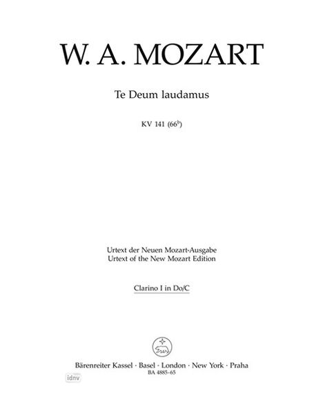 Wolfgang Amadeus Mozart: Te Deum laudamus KV 141 (66b), Noten