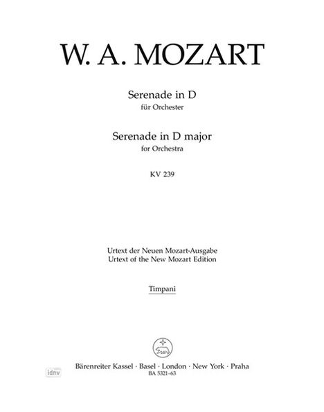 Wolfgang Amadeus Mozart: Serenade D-Dur KV 239, Noten