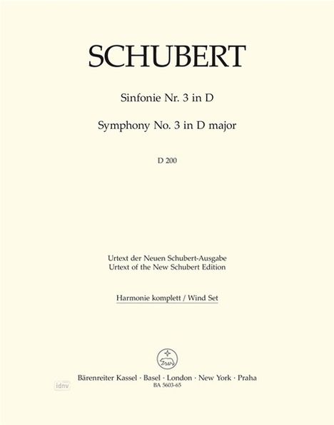 Franz Schubert: Sinfonie Nr. 3 D-Dur D 200, Noten