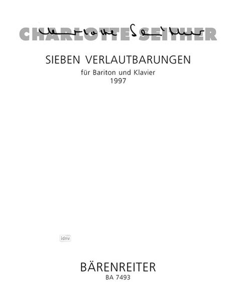 Charlotte Seither: Sieben Verlautbarungen für Bar, Noten