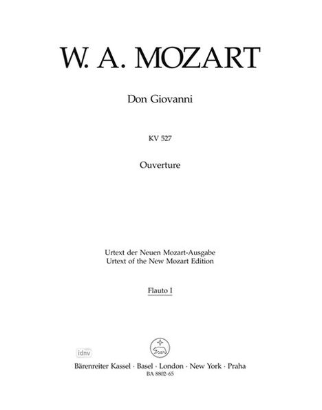 Wolfgang Amadeus Mozart: Ouvertüre zu "Don Giovanni" KV, Noten