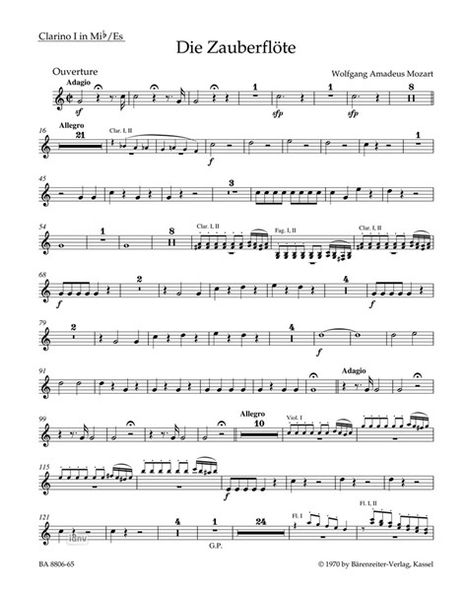 Wolfgang Amadeus Mozart: Die Zauberflöte KV 620, Noten