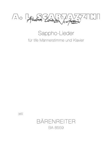 Andrea Lorenzo Scartazzini: Sappho-Lieder für tiefe Männer, Noten