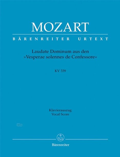 Laudate Dominum F-Dur, aus Vesperae solennes de Confessore (KV 339), Klavierauszug, Noten