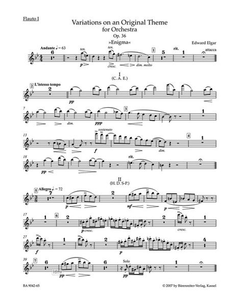 Edward Elgar: Variations on an Original Them, Noten