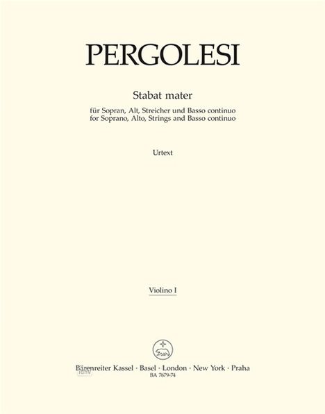 Giovanni Battista Pergolesi: Stabat mater für Sopran, Alt, Streicher und Basso continuo, Noten