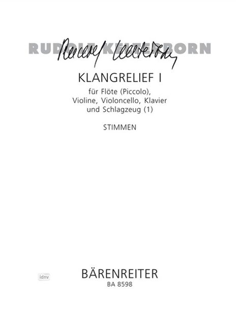 Rudolf Kelterborn: Klangrelief I für Flöte (Picco, Noten