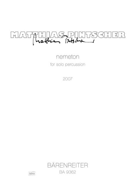 Matthias Pintscher: nemeton for solo percussion, Noten