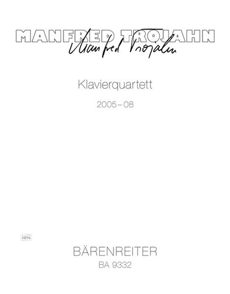 Manfred Trojahn: Klavierquartett (2005–2008), Noten