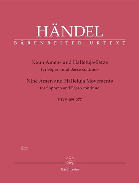 Neun Amen- und Halleluja-Sätze HWV 269-277 für Sopran und Basso continuo, Noten