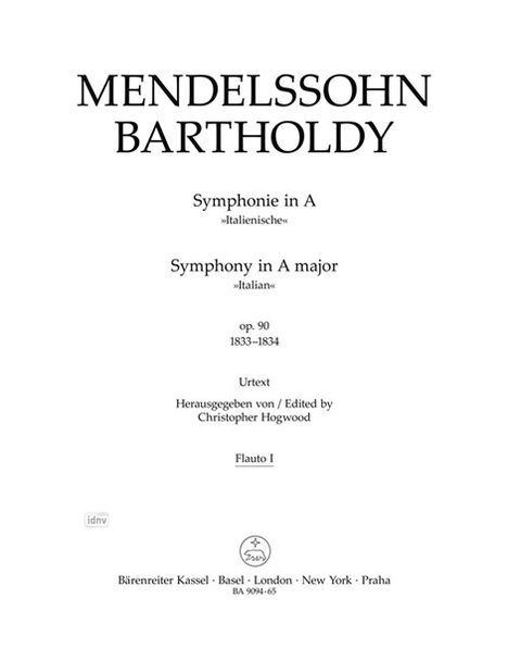 Felix Mendelssohn Bartholdy: Symphonie A-Dur op. 90 "Italie, Noten