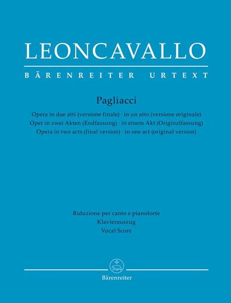 Pagliacci -Oper in zwei Akten (Endfassung) / in einem Akt (Originalfassung)-, Noten