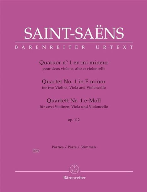 Camille Saint-Saens: Quartett für zwei Violinen, Viola und Violoncello Nr. 1 e-Moll op. 112, Noten