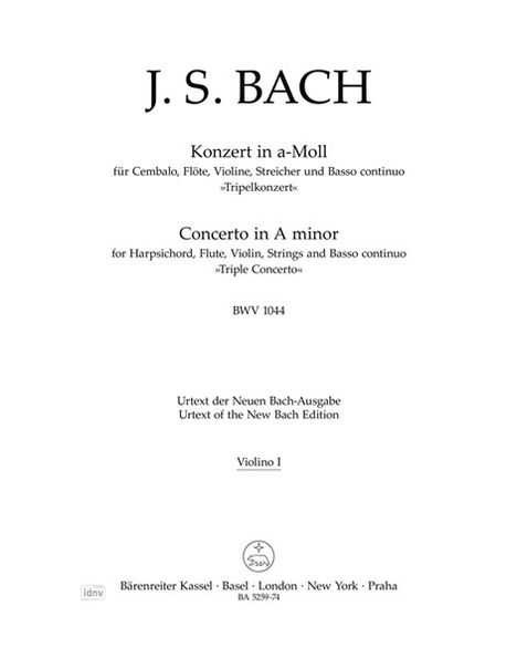 Johann Sebastian Bach: Konzert für Cembalo, Flöte, Violine, Streicher und Basso continuo a-Moll BWV 1044 "Tripelkonzert", Noten