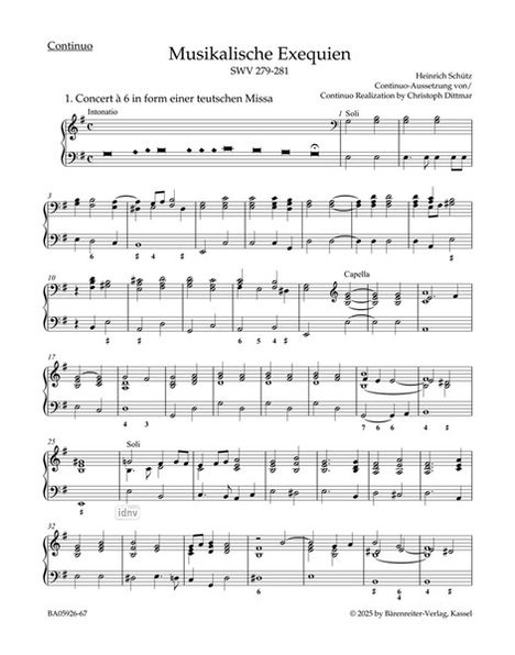 Heinrich Schütz: Musikalische Exequien SWV 279-281, Noten