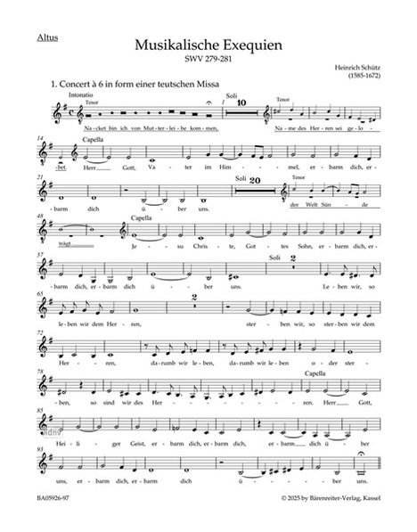 Heinrich Schütz: Musikalische Exequien SWV 279-281, Noten
