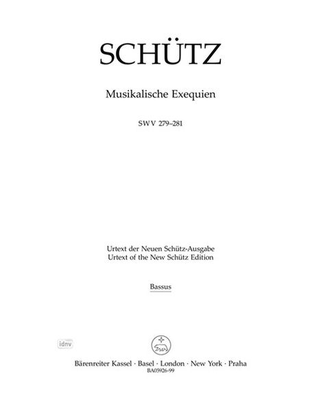 Heinrich Schütz: Musikalische Exequien SWV 279-281, Noten