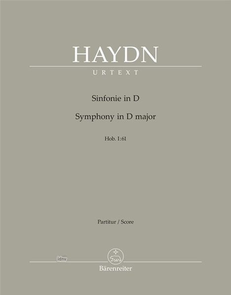 HAYDN, Urtext, Sinfonie in D, Symphony in D major, Hob. I:61, Partitur / Score, Bärenreiter. Dezentes Design mit Logo.