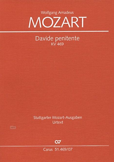 Wolfgang Amadeus Mozart: Davide penitente KV 469, Kantate, Partitur, Noten
