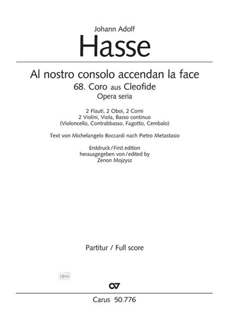 Al nostro consolo accendan la face (1731), Noten