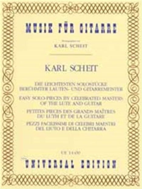Diverse: Die leichtesten Solostücke berühmter Lauten- und Gitarrenmeister, Noten